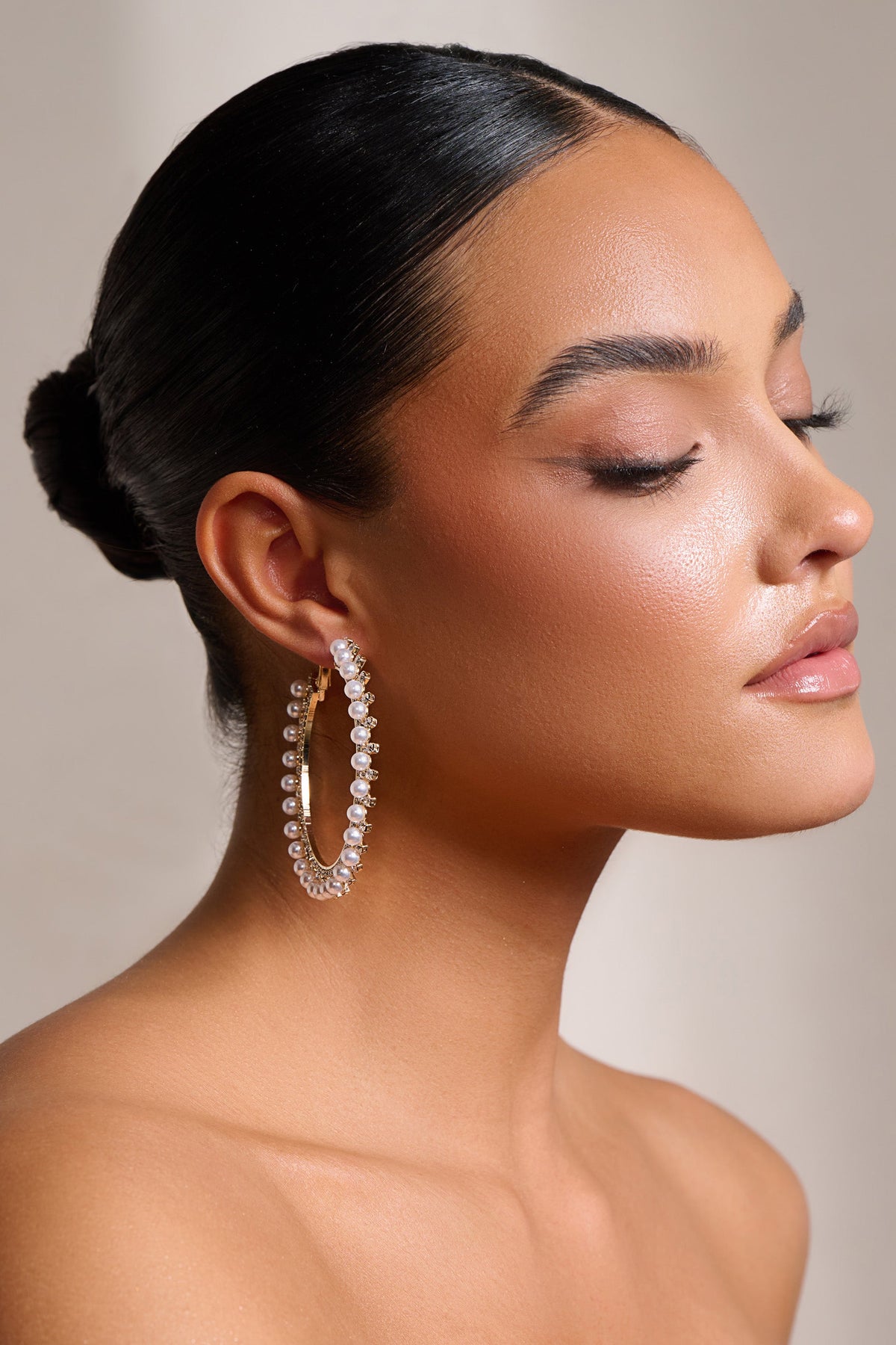 Mounted pearl hoops by Abhika Creations | The Secret Label